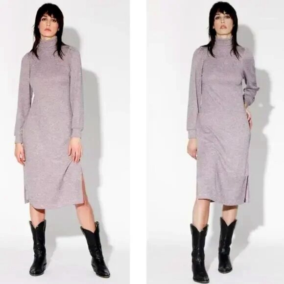 Walter Baker Monica Turtleneck Midi Sweater Dress In Metallic Pink S NWT - Picture 1 of 10